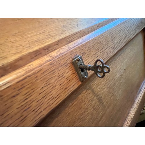 363 - Solid Oak bureau with key