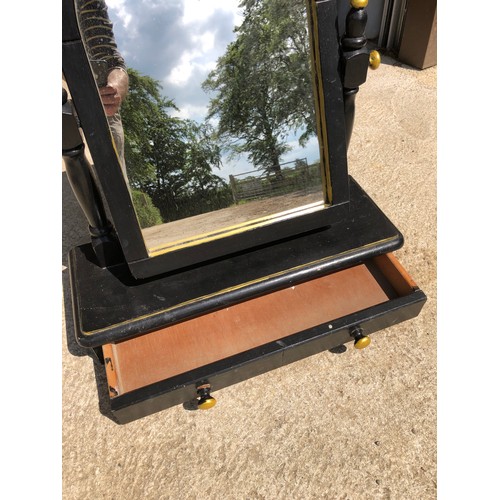 370 - Pine vanity tilting dresser top mirror with drawer under