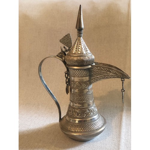 672 - OMANI Sterling Silver Islamic OMAN Persian Arabic DALLAH COFFEE TEA POT 21.5cm tall. Requires a silv... 