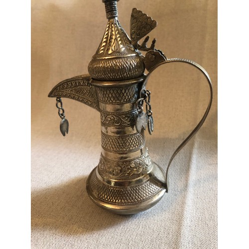 672 - OMANI Sterling Silver Islamic OMAN Persian Arabic DALLAH COFFEE TEA POT 21.5cm tall. Requires a silv... 