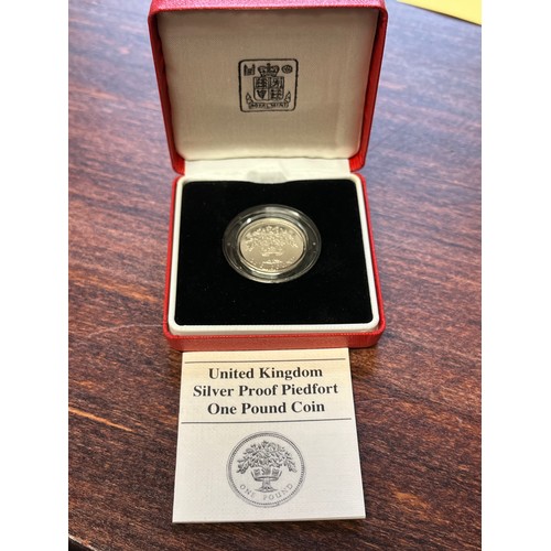 703 - Silver proof piedfort £1 coin 1987, Boxed with certificate