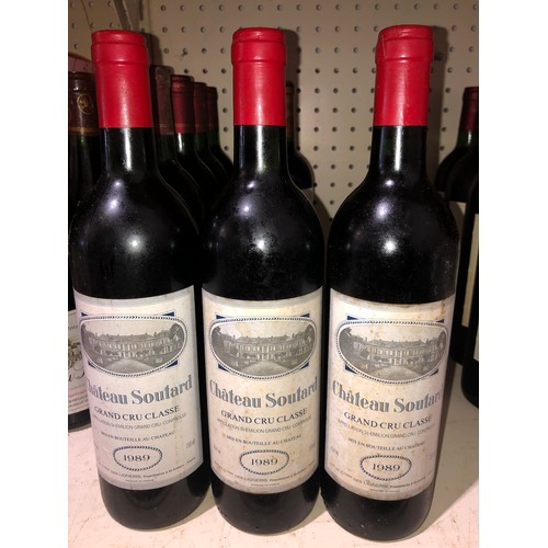 1077 - 3 bottles of 1989 Chateau Soutard Grand Cru Classe, France. Stored in a temperature and humidity con... 