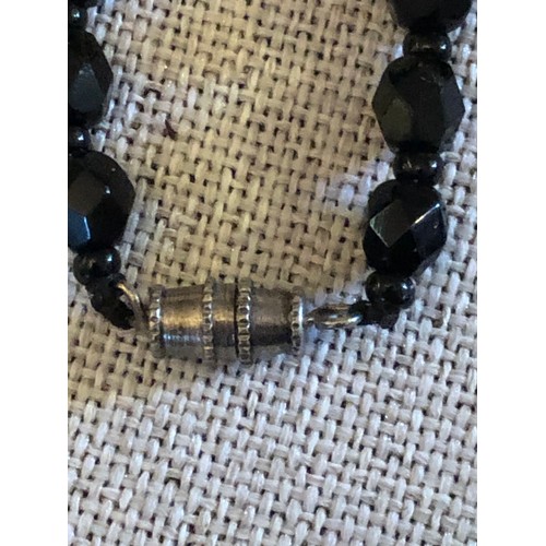 9 - Bead necklace wth black faceted stones