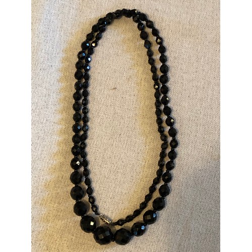 9 - Bead necklace wth black faceted stones