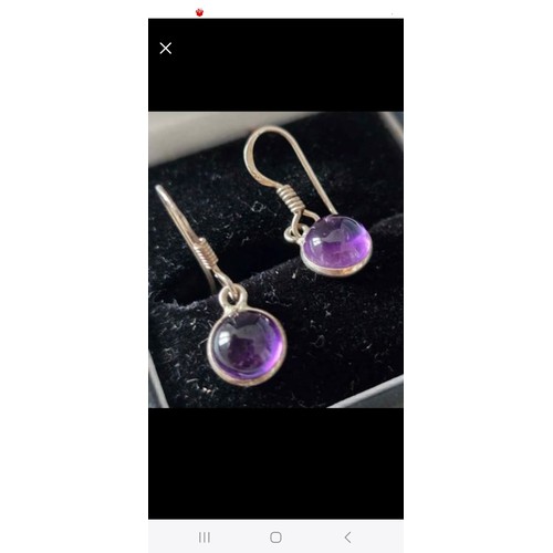 20 - Silver and amethyst earrings.