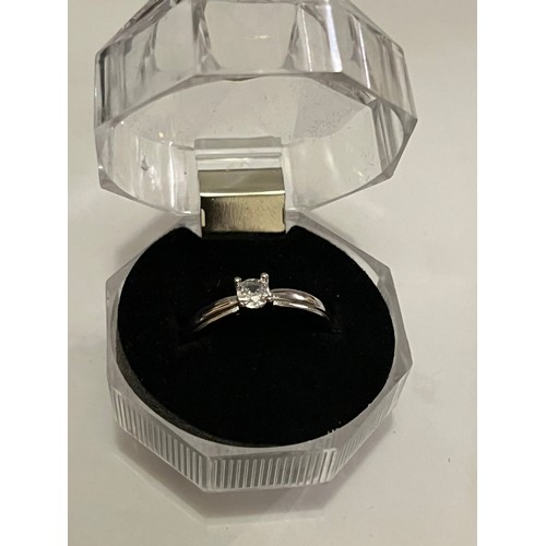 39 - S.925 Silver hallmarked CZ solitaire ring Size N