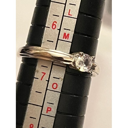 39 - S.925 Silver hallmarked CZ solitaire ring Size N