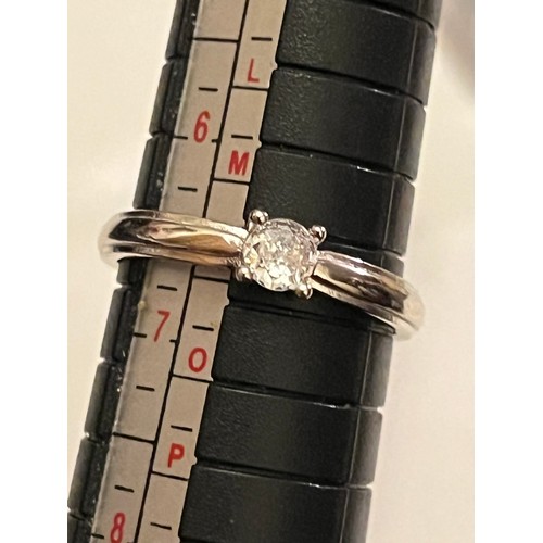 39 - S.925 Silver hallmarked CZ solitaire ring Size N