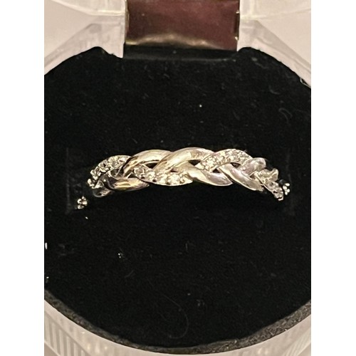 40 - S.925 Silver hallmarked plaited eternity ring