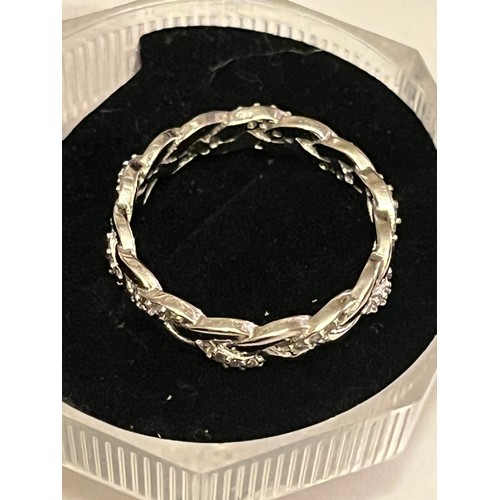 40 - S.925 Silver hallmarked plaited eternity ring