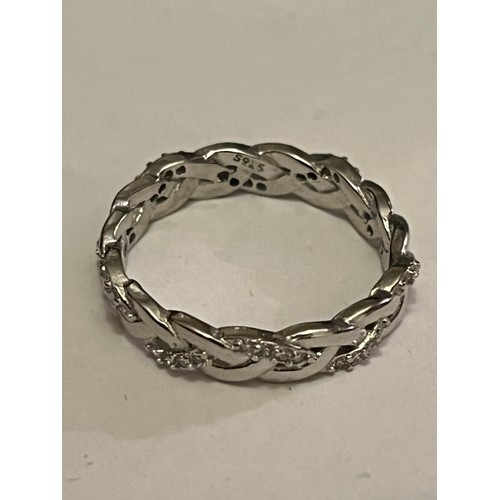 40 - S.925 Silver hallmarked plaited eternity ring