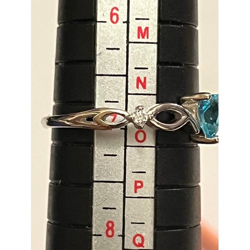 43 - S.925 Silver hallmarked blue heart ring size N 1/2