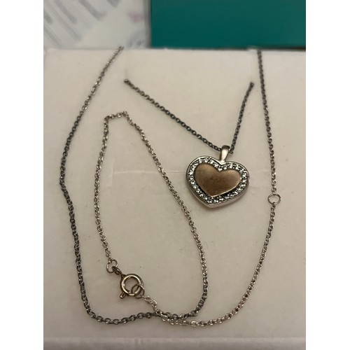 50 - S.925 Silver hallmarked necklace with Gilt heart pendant 18