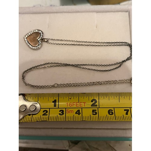 50 - S.925 Silver hallmarked necklace with Gilt heart pendant 18