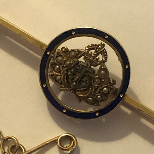 54 - Gold plated Navy sweetheart brooch. Safety chain.