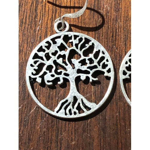 67 - Pair of Silver plated tree of life ear rings