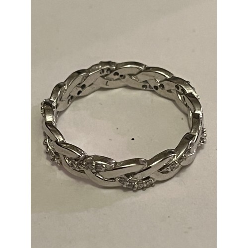 86 - S.925 Silver hallmarked plaited eternity ring