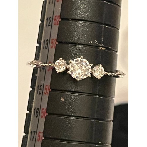 88 - S.925 Silver hallmarked dainty CZ ring size N