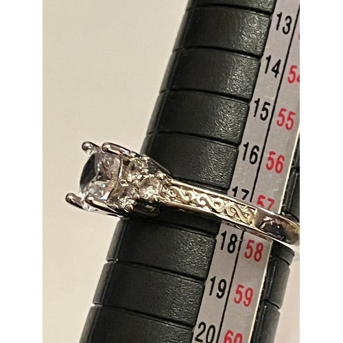 94 - S.925 Silver hallmarked CZ ring size Q