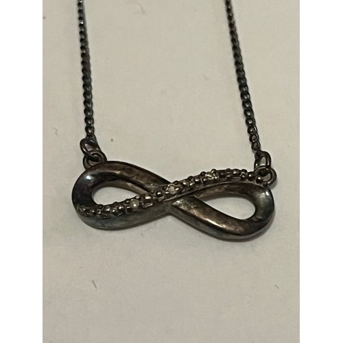 95 - S.925 Silver hallmarked Infinity  / forever motif necklace with 18