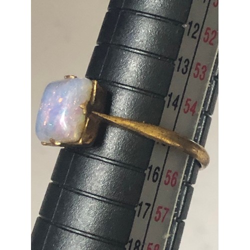 99 - Vintage rolled gold and opal effect ring. Size 0 1/2.