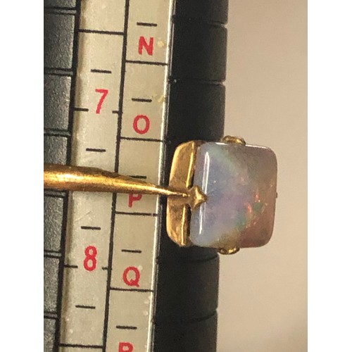 99 - Vintage rolled gold and opal effect ring. Size 0 1/2.