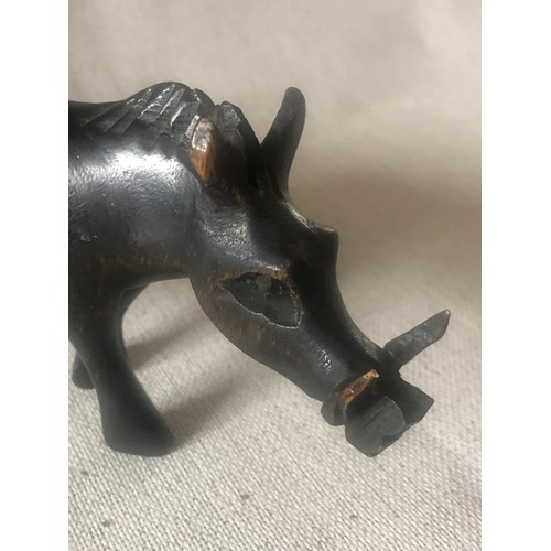 182 - Carved African tribal art Warthog hardwood