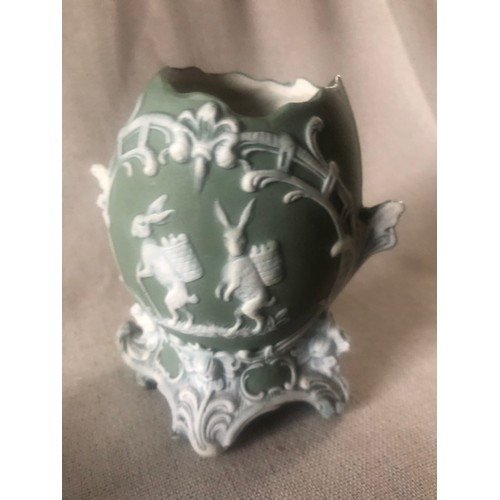 183 - Wedgwood Easter bunny green jasperware vase.