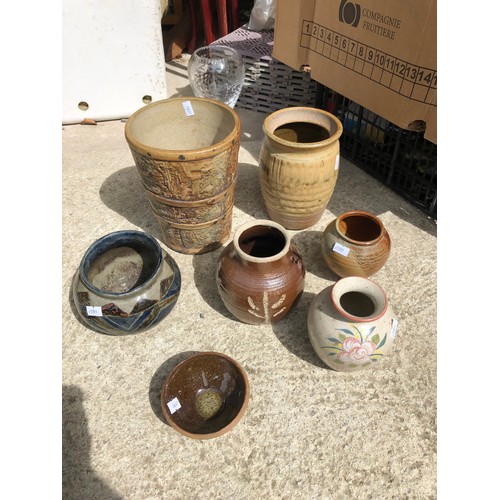 189 - 8 Hand thrown ceramic pot etc. Some signed as pictured