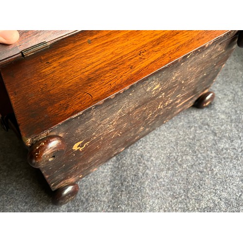 217 - Fabulous Edwardian Walnut wood Tea caddy with inlaid Mother of Pearl  floral scrolls. No key and ins... 