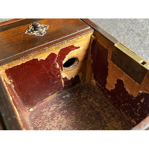 217 - Fabulous Edwardian Walnut wood Tea caddy with inlaid Mother of Pearl  floral scrolls. No key and ins... 