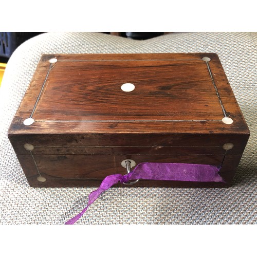 254 - Rosewood box with key.