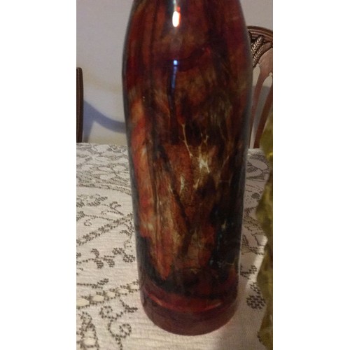 266 - 3 glass Vases. Including Medina bottle base not signed And a handpainted greyhounds, vase signed leg... 