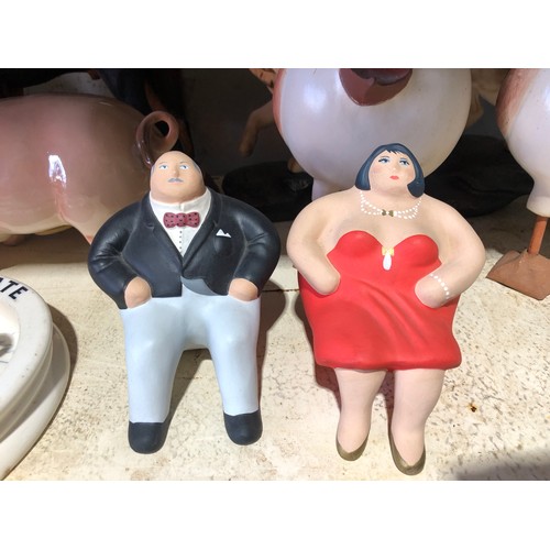 285 - Set of Rare L'Aquilone Italy Fat Man and Woman Couple Figurines. 

Produced in the 1980's these uniq... 