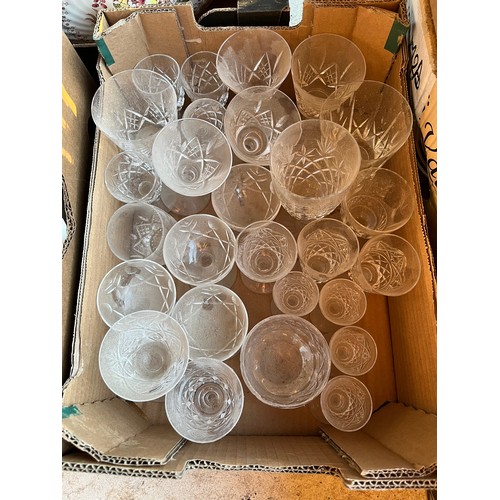 307 - Box of cut crystal glasses