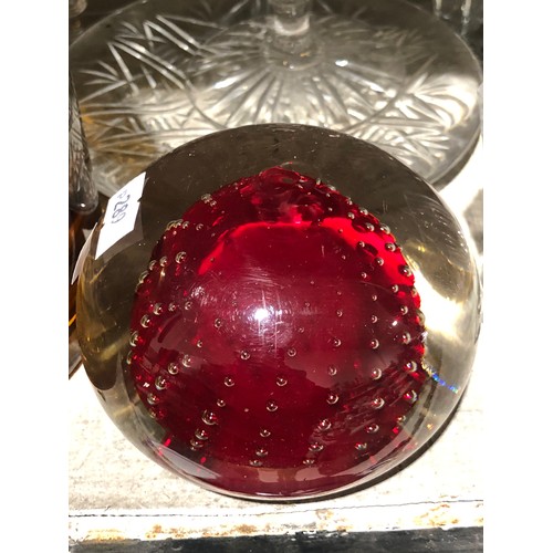 361 - Red control bubble bullicante cased paperweight