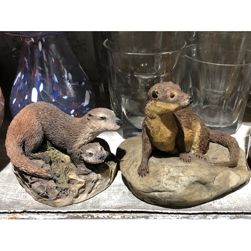 367 - 2 Resin Otter figurines