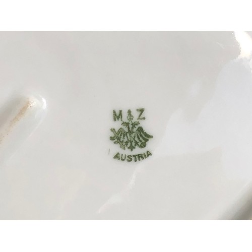 420 - A pretty Austrian  dessert service with 2 serving plates that have silver plated handles in a floral... 