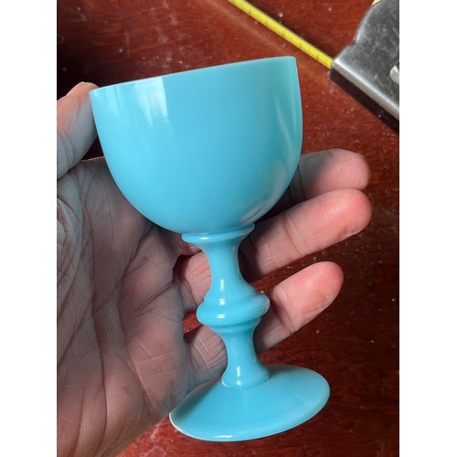 424 - French blue opal glass drinking glass