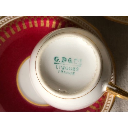 451 - Spode Hyde Harlequin coffee duos No.43064. Mismatch red cup by Limoges