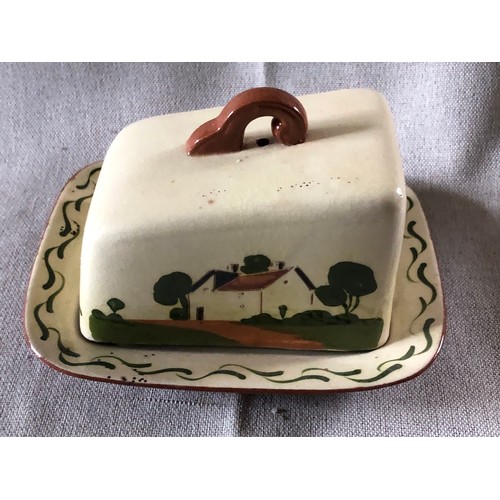 503 - Torquay-ware covered butter/cheese dish