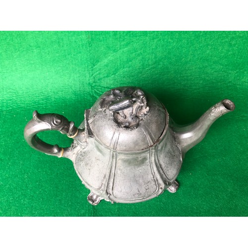 510 - Shaw & Fisher, Sheffield, pewter teapot with reg. diamond and numbered 1392