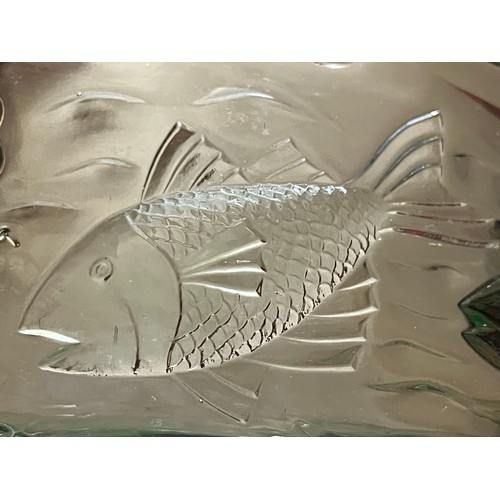 635 - Bagley green glass marine or sea pattern bowl with fish and crabs Reg. No. 7988443