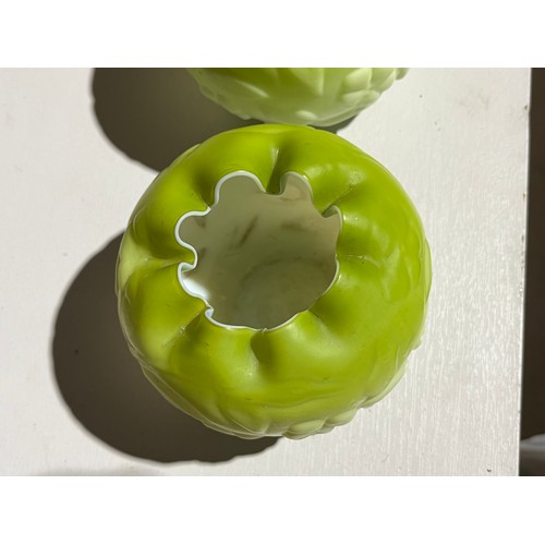 642 - Uranium glass custard posy bowls. UV reactive