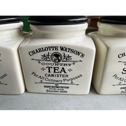 647 - Charlotte Watson's Country canisters. Tea, coffee and sugar