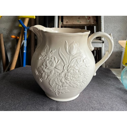 648 - Large Spode's K841 Velamour jug with floral design in relief