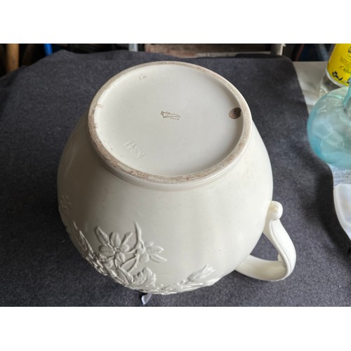 648 - Large Spode's K841 Velamour jug with floral design in relief