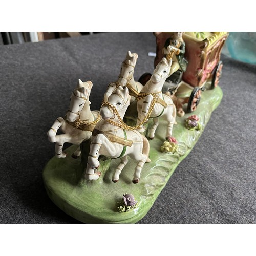 653 - Vintage Capodimonte horse drawn carriage