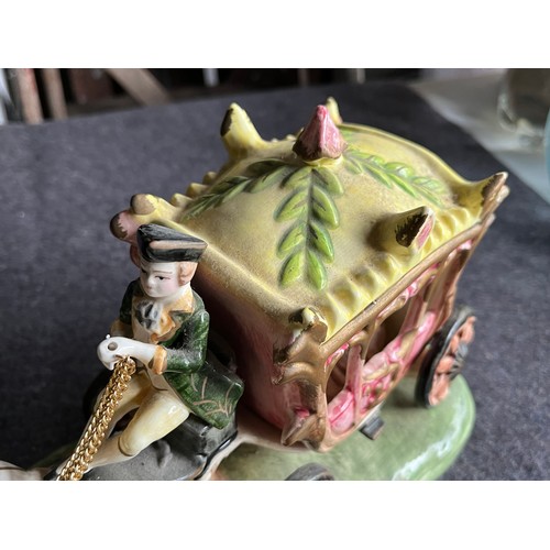 653 - Vintage Capodimonte horse drawn carriage