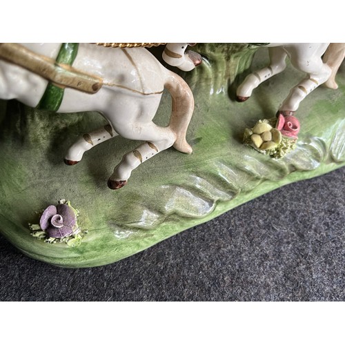 653 - Vintage Capodimonte horse drawn carriage